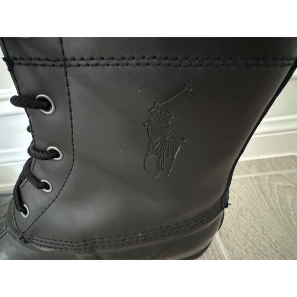 NWOT Polo Ralph Lauren Ewan Leather/Rubber Duck Boots, Black, size 5 - Picture 2 of 4